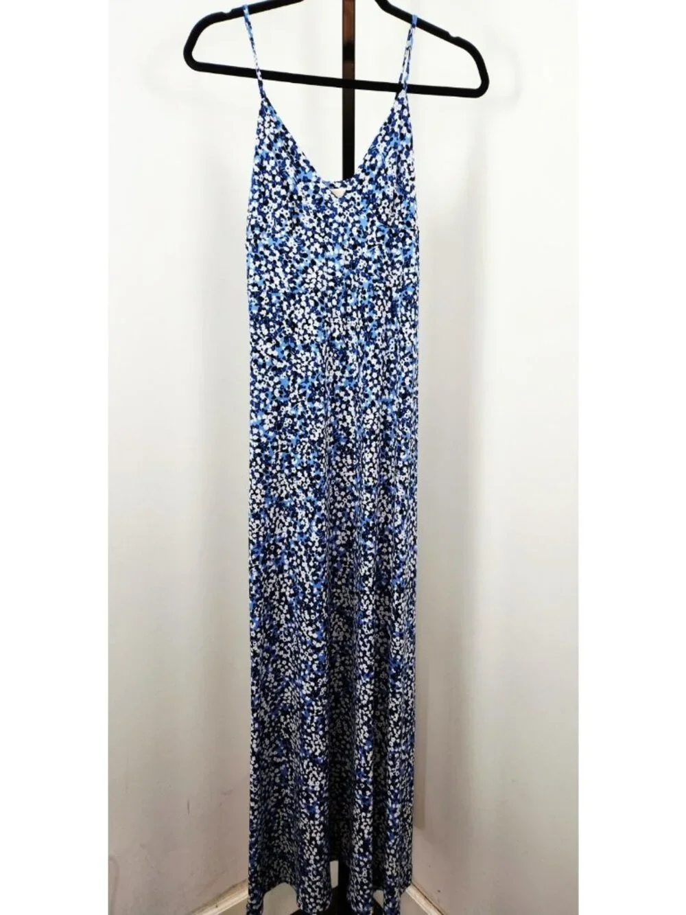 Michael Kors Blue Multiprint Strappy Maxi Sun Dress-Side Zip-SZ 6